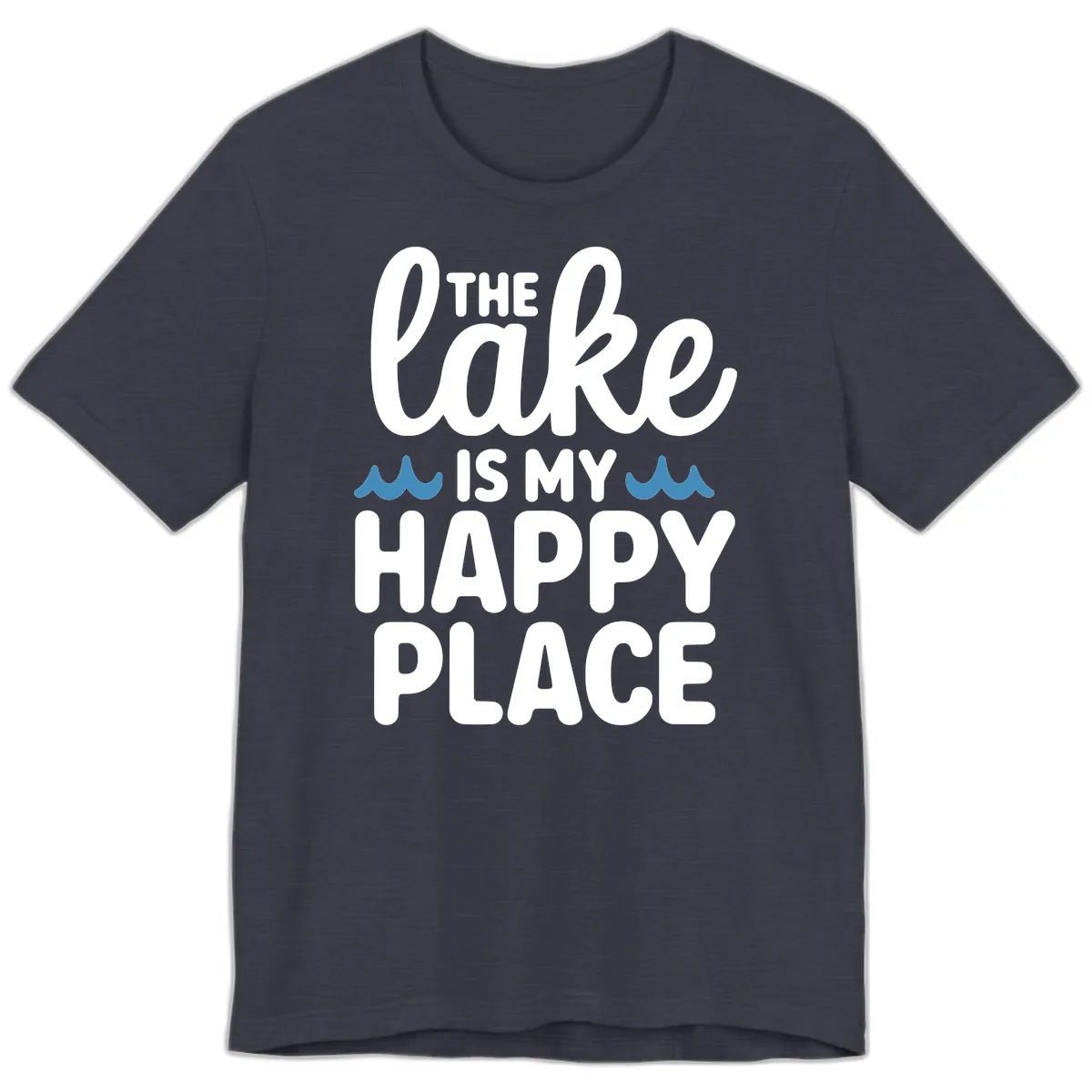The Lake Is My Happy Place Design Premium T-Shirt in Heather Midnight Navy