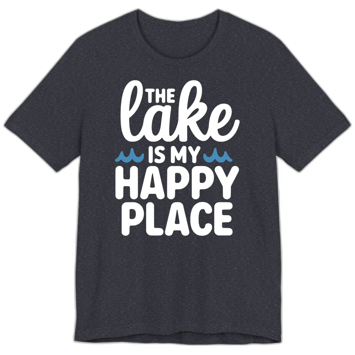 The Lake Is My Happy Place Design Premium T-Shirt in Heather Navy