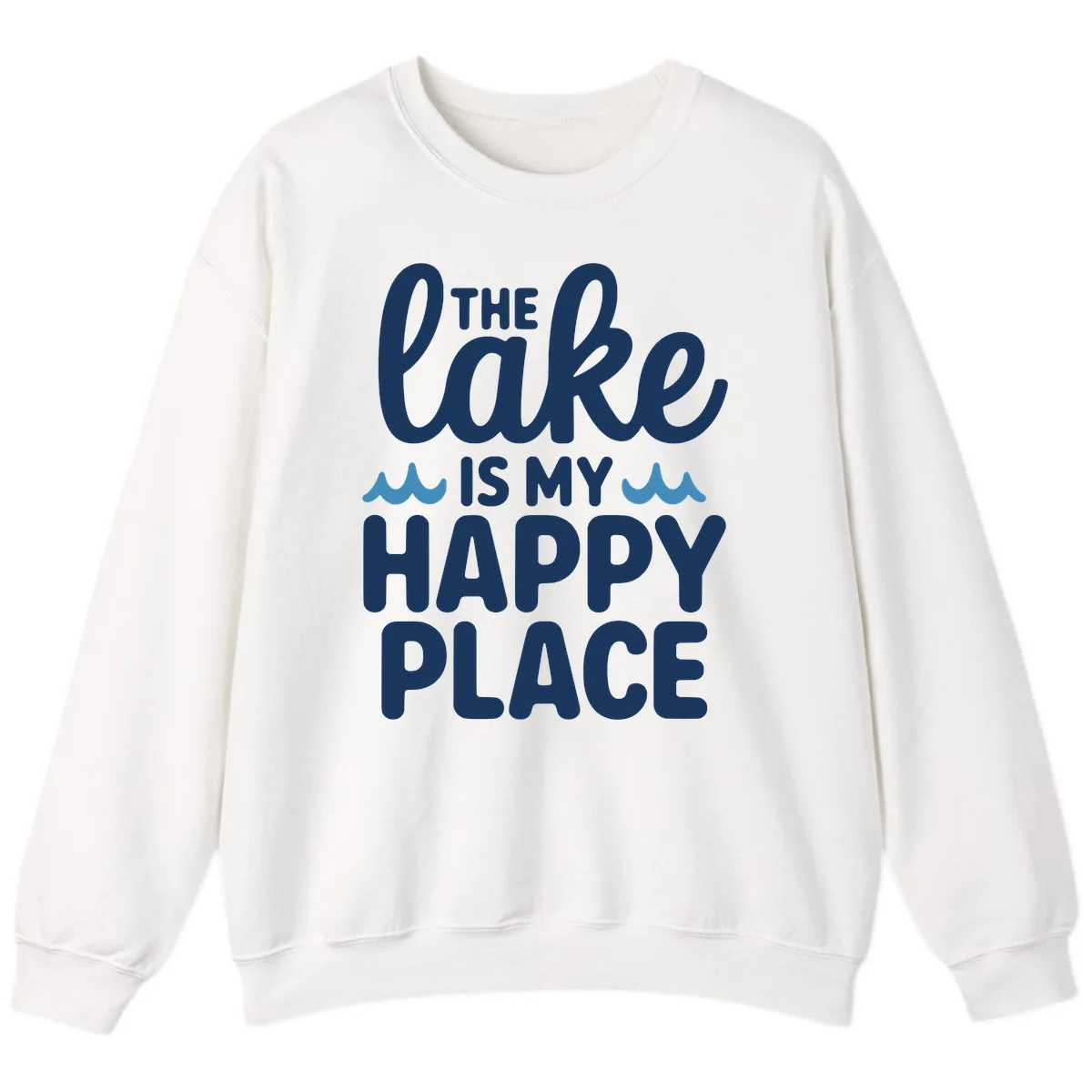 The Lake Is My Happy Place Design Sweatshirt in White