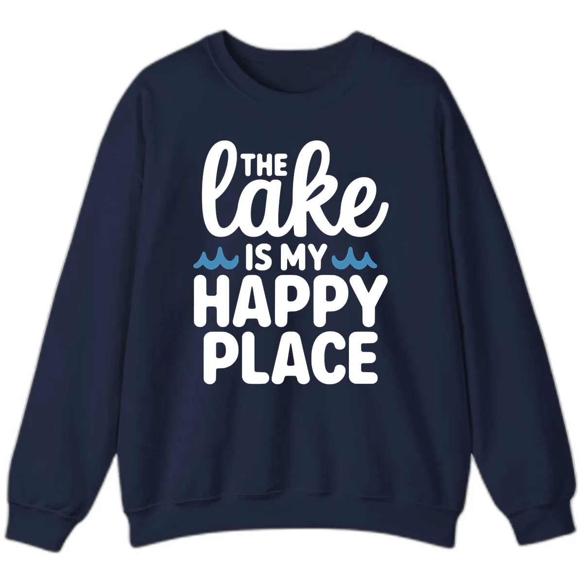 The Lake Is My Happy Place Design Sweatshirt in Navy