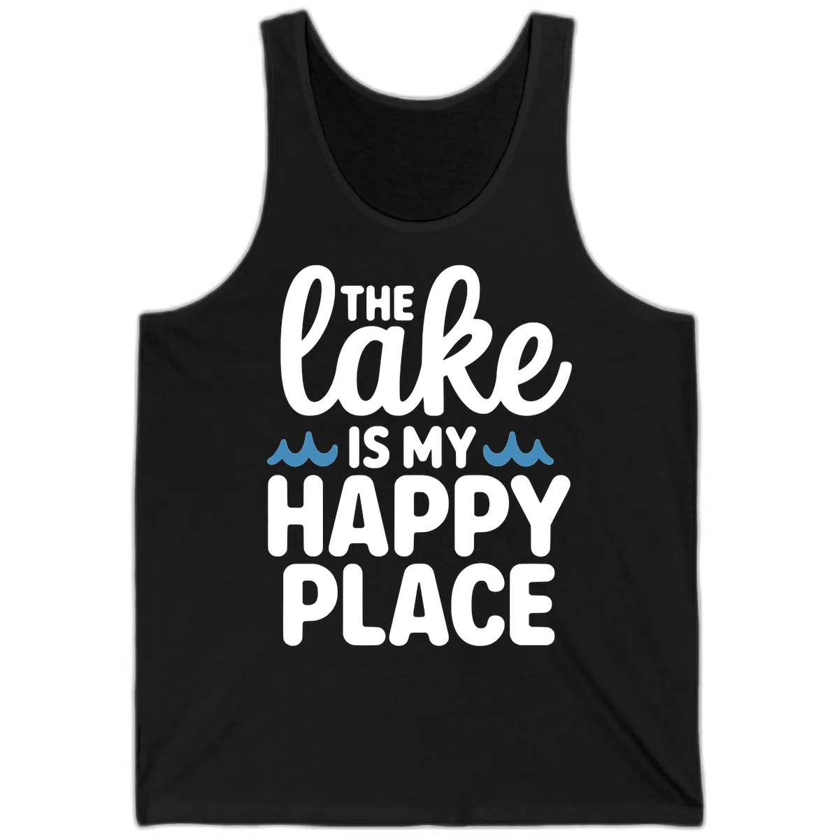 The Lake Is My Happy Place Design Tank in Black
