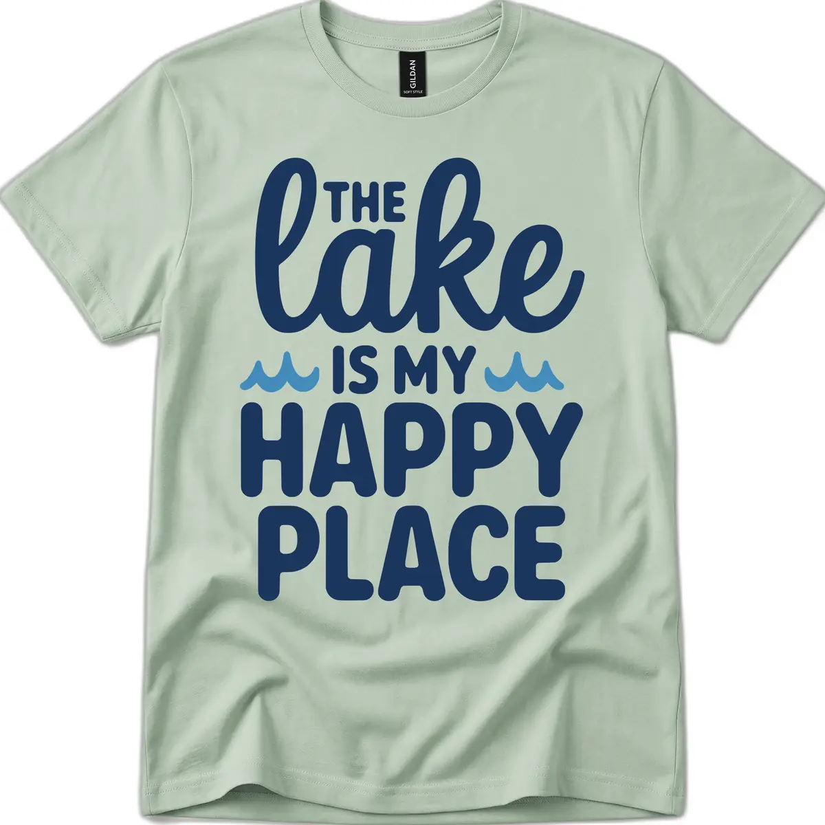 The Lake Is My Happy Place Design T-Shirt in Sage