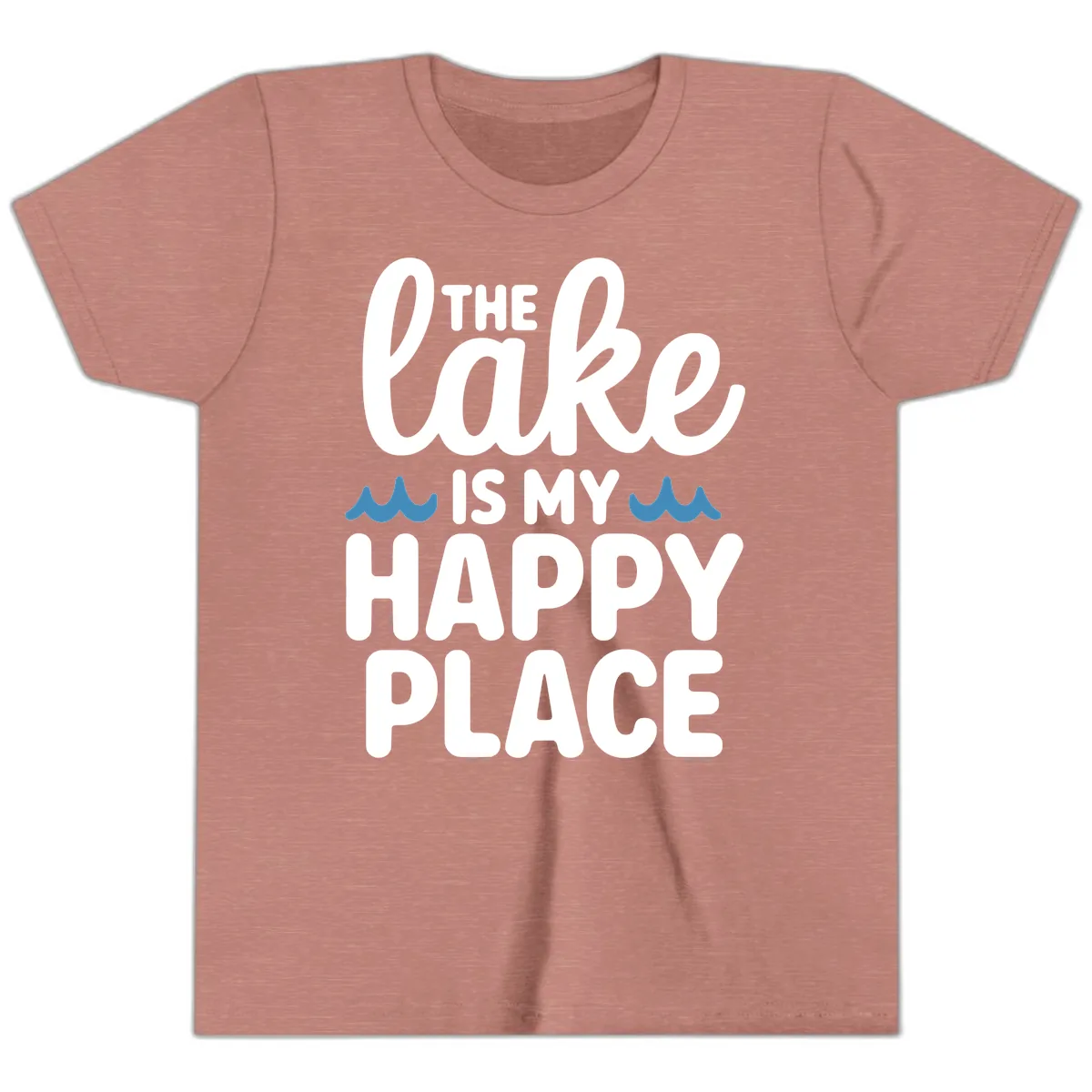 The Lake Is My Happy Place Design Youth T-Shirt in Heather Mauve