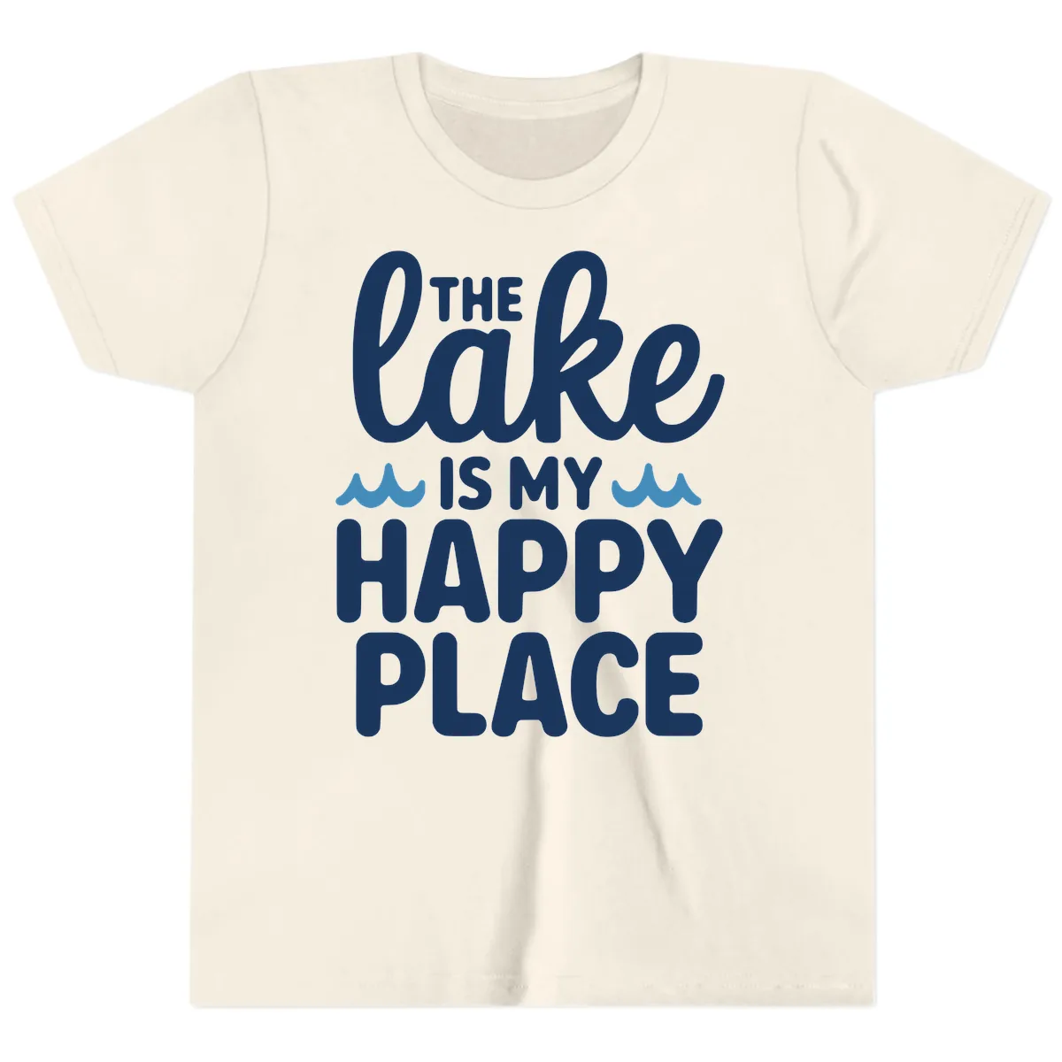 The Lake Is My Happy Place Design Youth T-Shirt in Natural