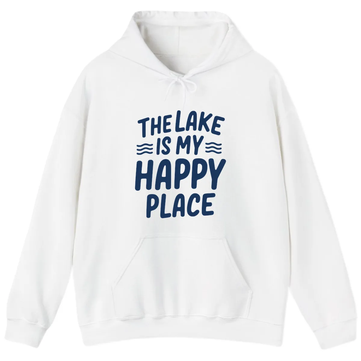 The Lake Is My Happy Place Design Hoodie in White