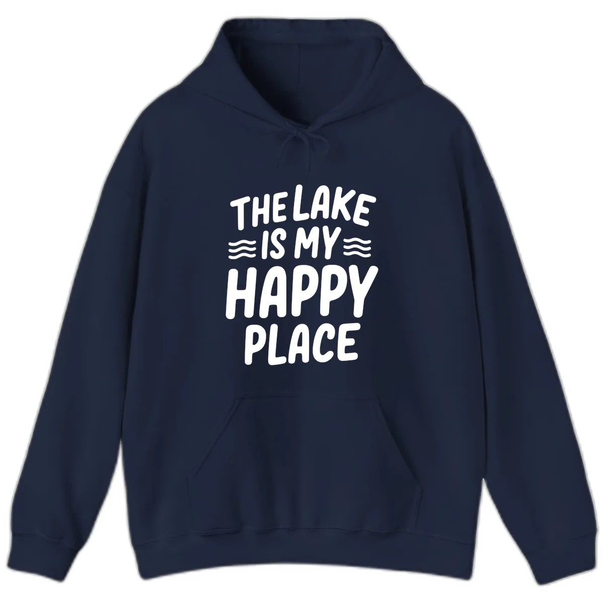 The Lake Is My Happy Place Design Hoodie in Navy