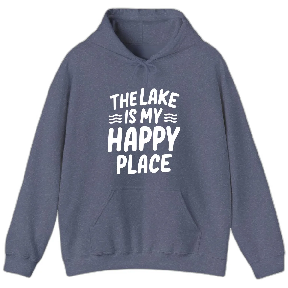 The Lake Is My Happy Place Design Hoodie in Heather Navy
