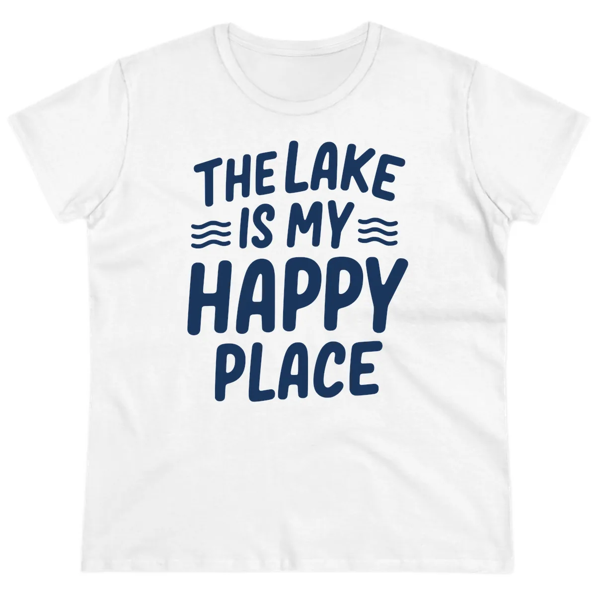 The Lake Is My Happy Place Design Ladies Tee in White