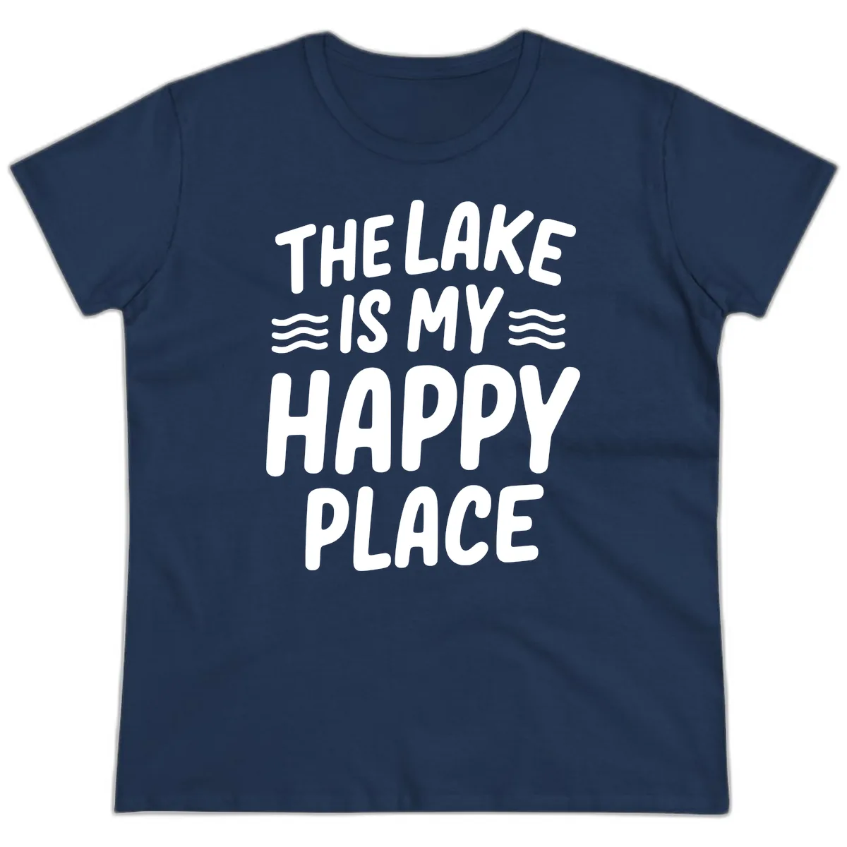 The Lake Is My Happy Place Design Ladies Tee in Navy