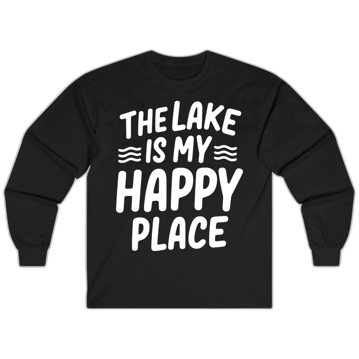 The Lake Is My Happy Place Design Long Sleeve in Black
