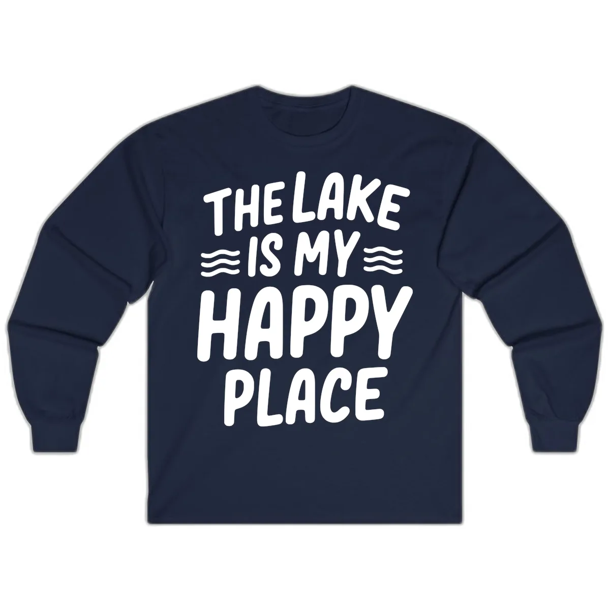 The Lake Is My Happy Place Design Long Sleeve in Navy