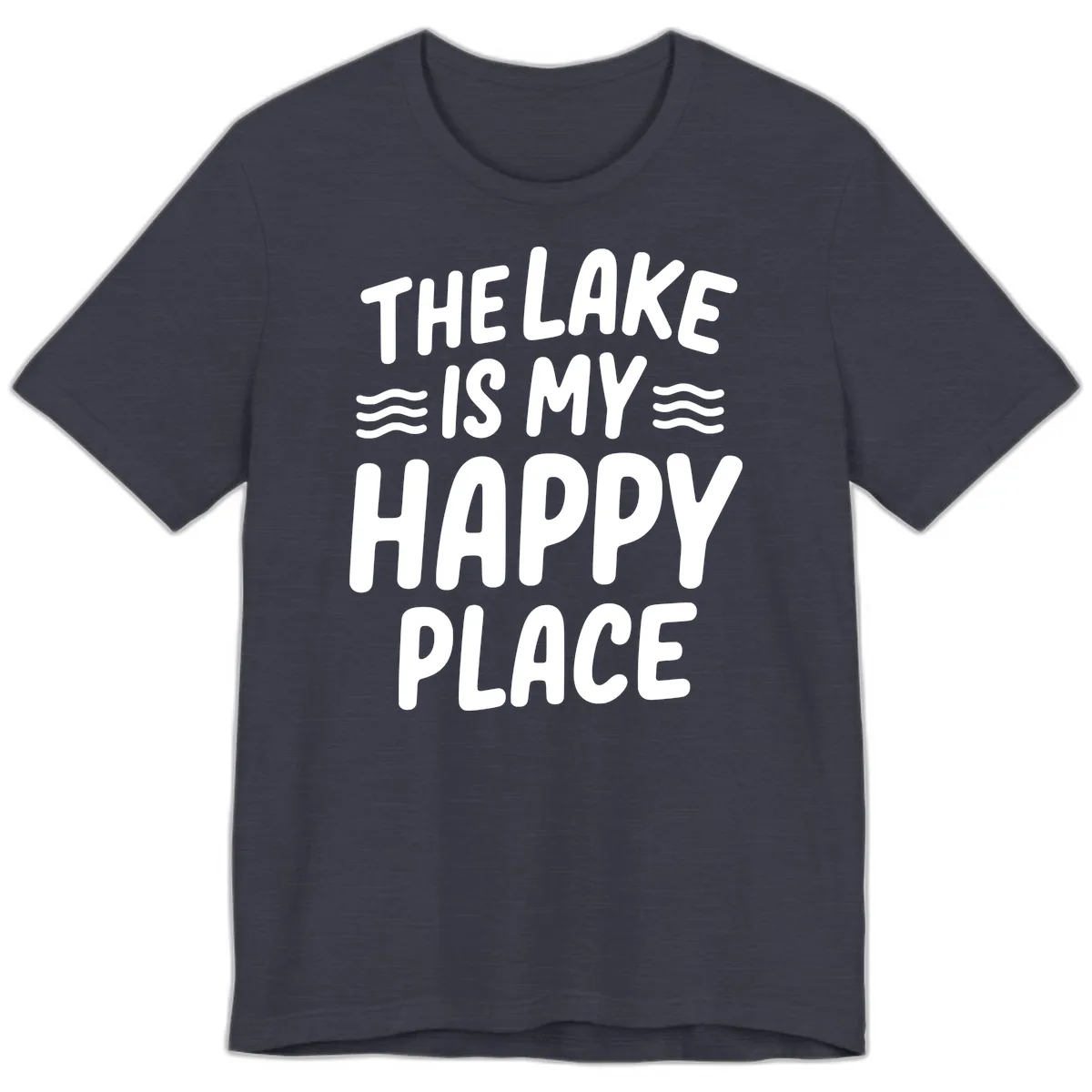 The Lake Is My Happy Place Design Premium T-Shirt in Heather Midnight Navy