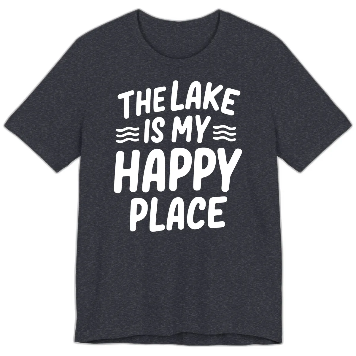 The Lake Is My Happy Place Design Premium T-Shirt in Heather Navy