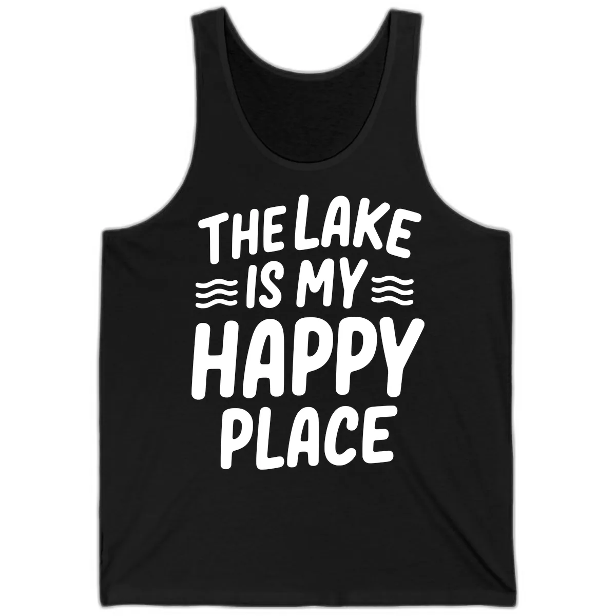 The Lake Is My Happy Place Design Tank in Black