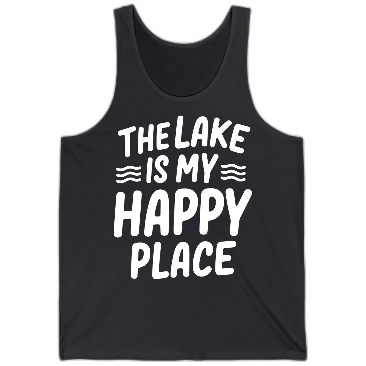 The Lake Is My Happy Place Design Tank in Dark Grey