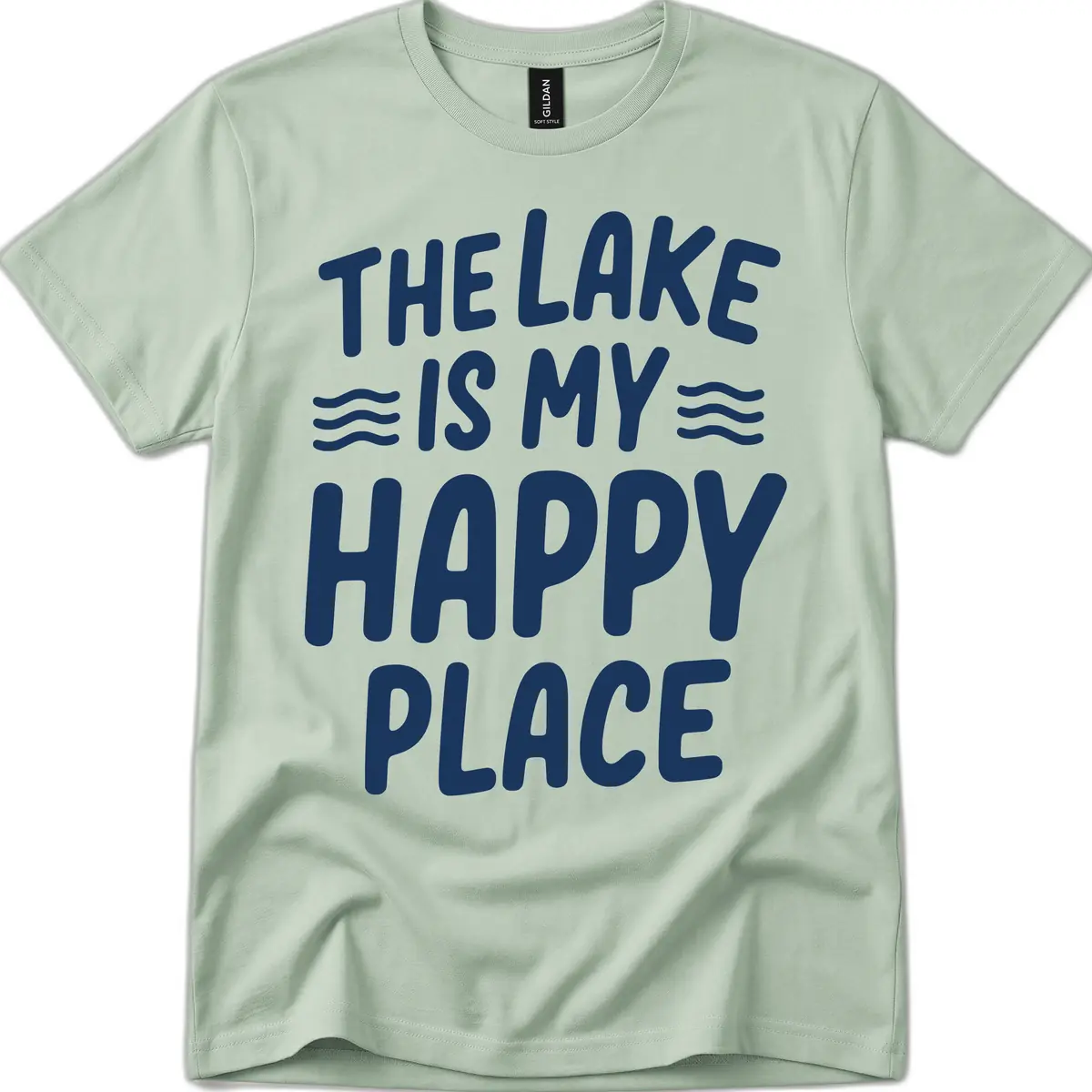 The Lake Is My Happy Place Design T-Shirt in Sage