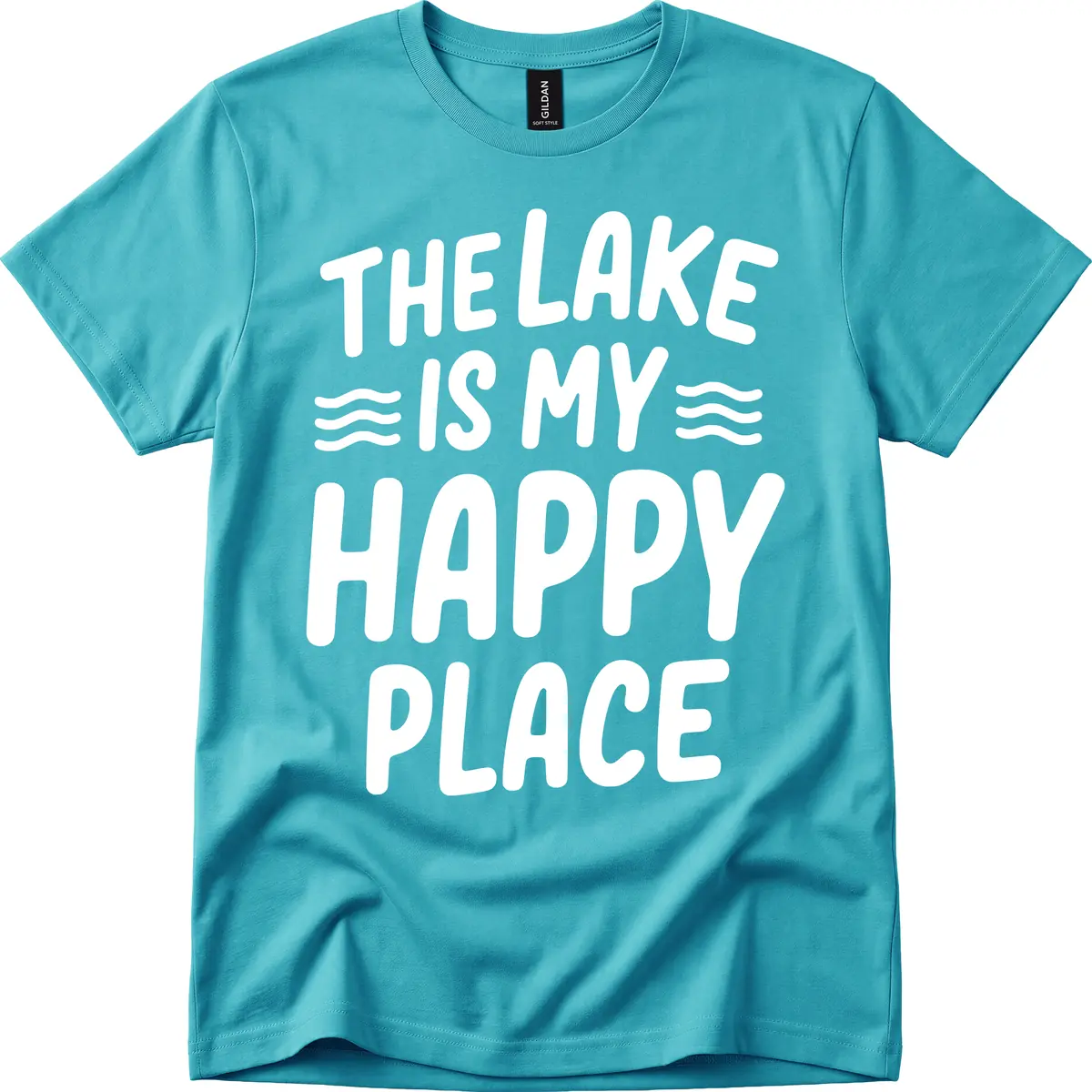 The Lake Is My Happy Place Design T-Shirt in Tropical Blue