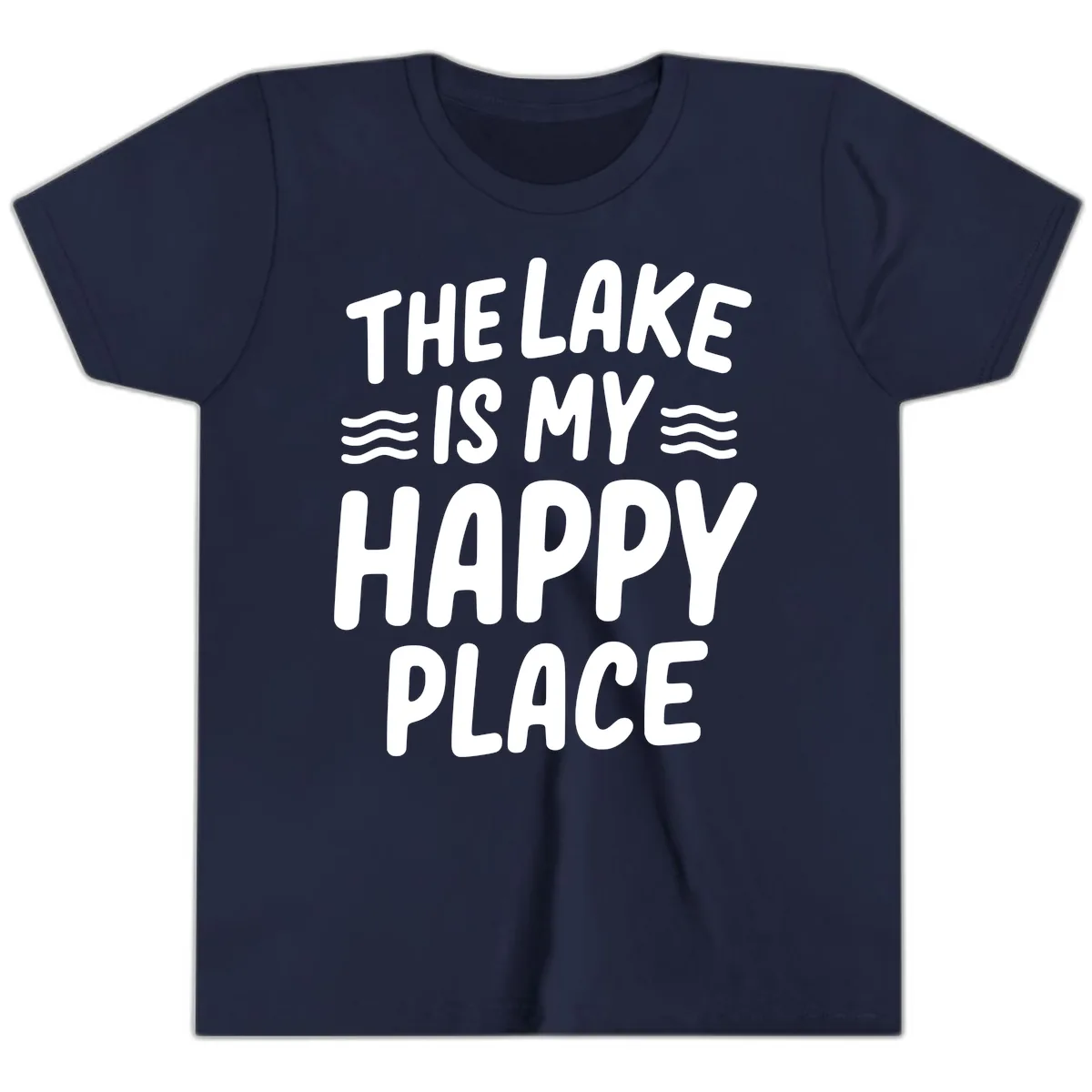 The Lake Is My Happy Place Design Youth T-Shirt in Navy