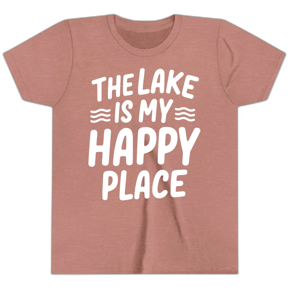 The Lake Is My Happy Place Design Youth T-Shirt in Heather Mauve