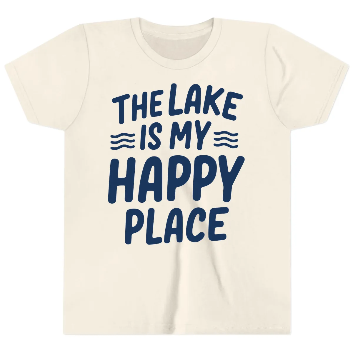 The Lake Is My Happy Place Design Youth T-Shirt in Natural