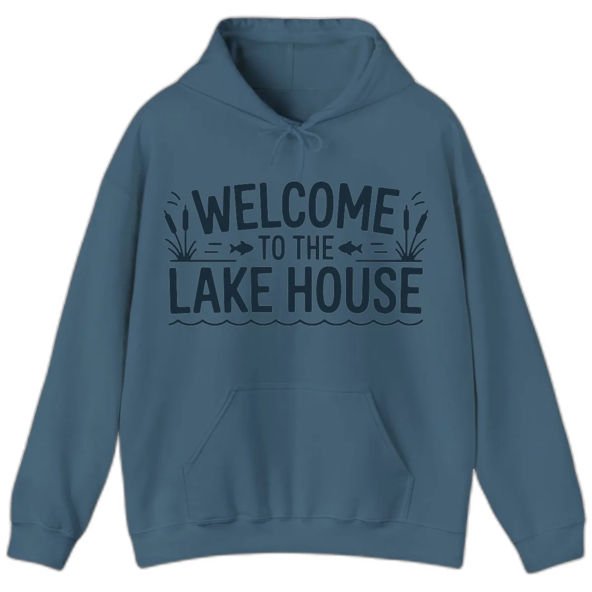 Welcome To The Lake House Hoodie in Indigo Blue