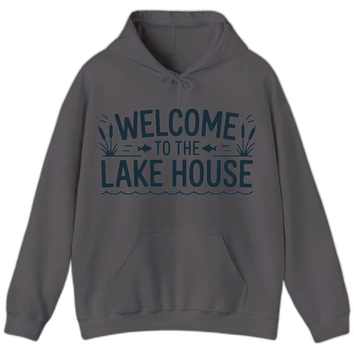 Welcome To The Lake House Hoodie in Charcoal