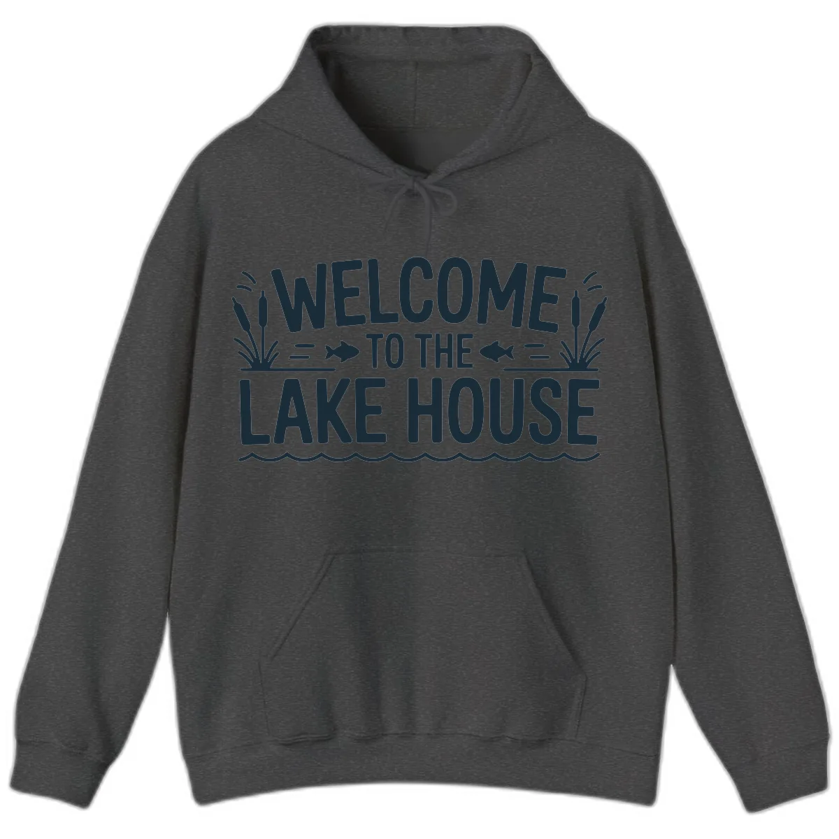 Welcome To The Lake House Hoodie in Dark Heather