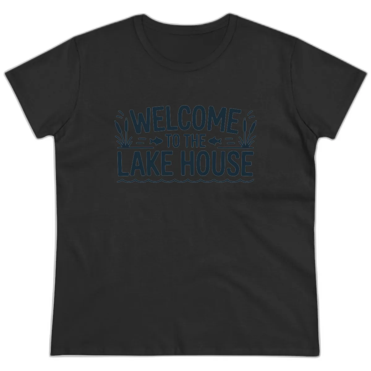Welcome To The Lake House Ladies Tee in Black