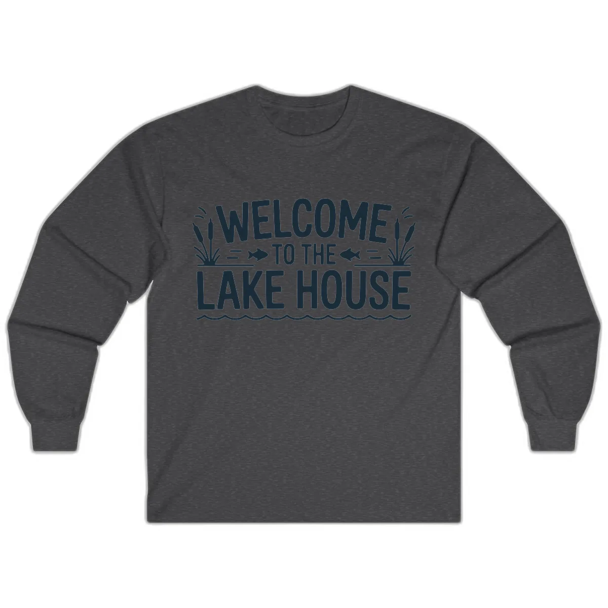 Welcome To The Lake House Long Sleeve in Dark Heather