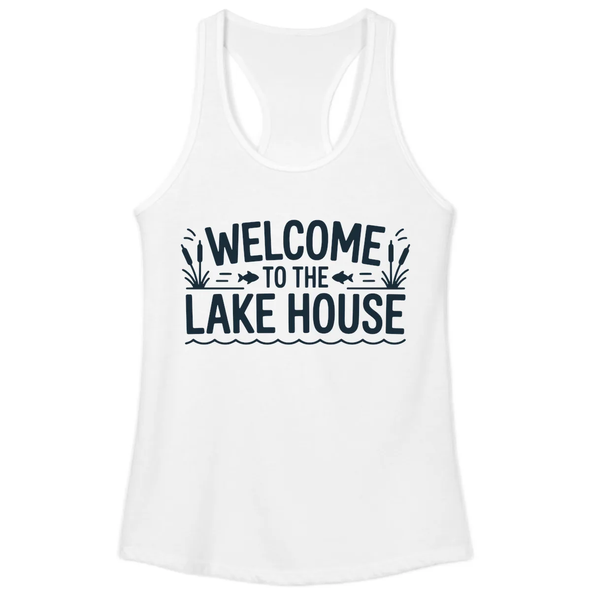 Welcome To The Lake House Ladies Tank in White