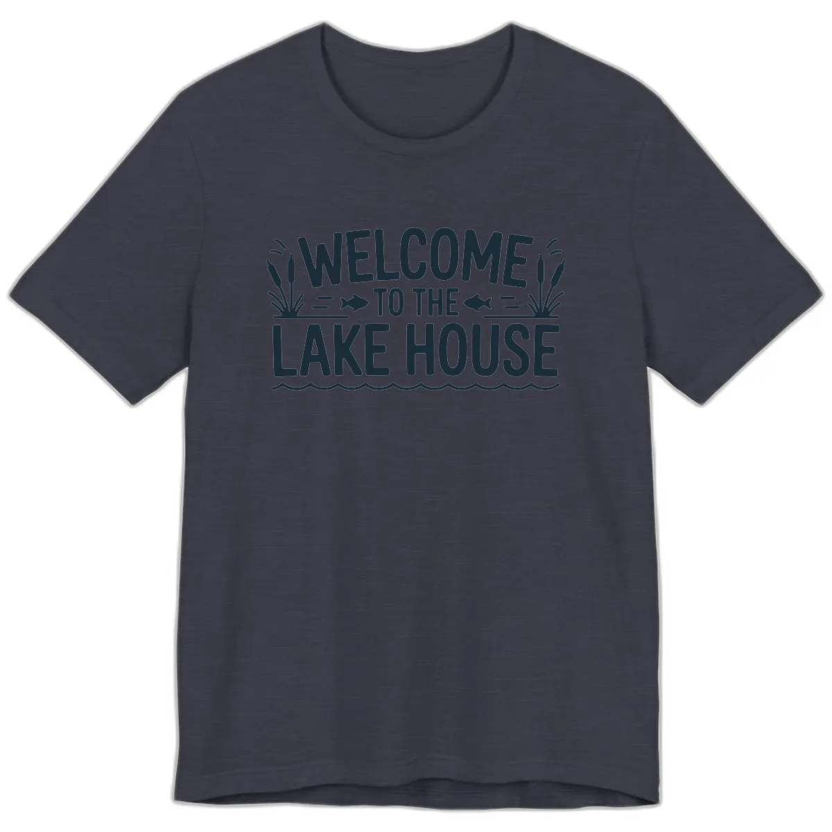 Welcome To The Lake House Premium T-Shirt in Heather Midnight Navy