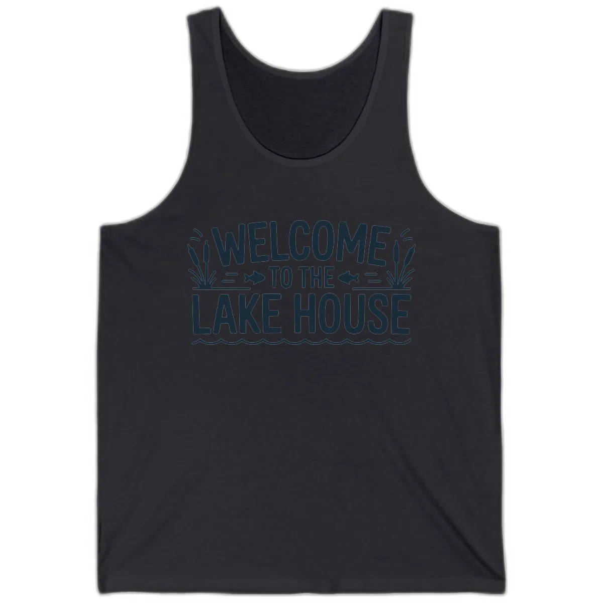 Welcome To The Lake House Tank in Dark Grey