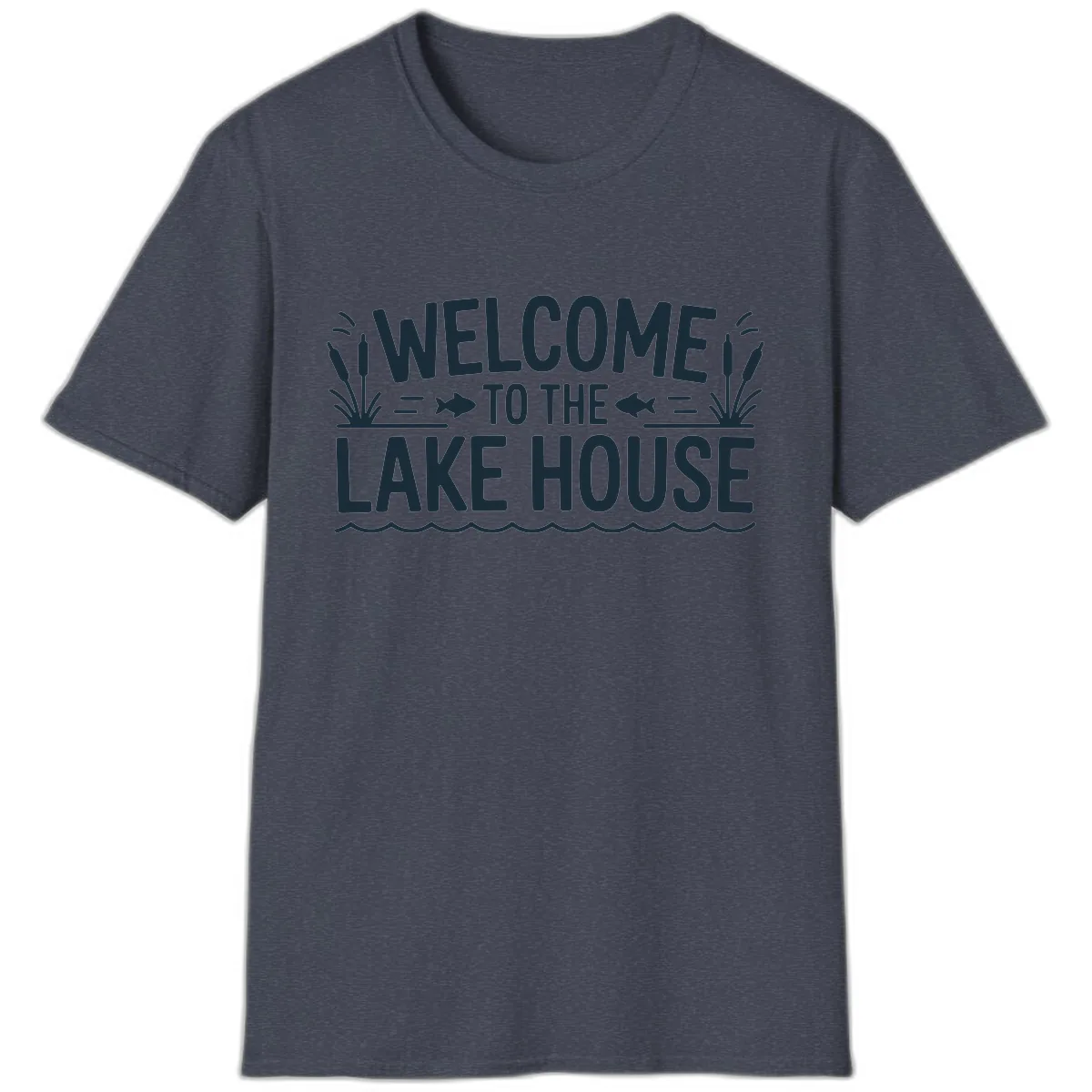 Welcome To The Lake House T-Shirt in Heather Navy