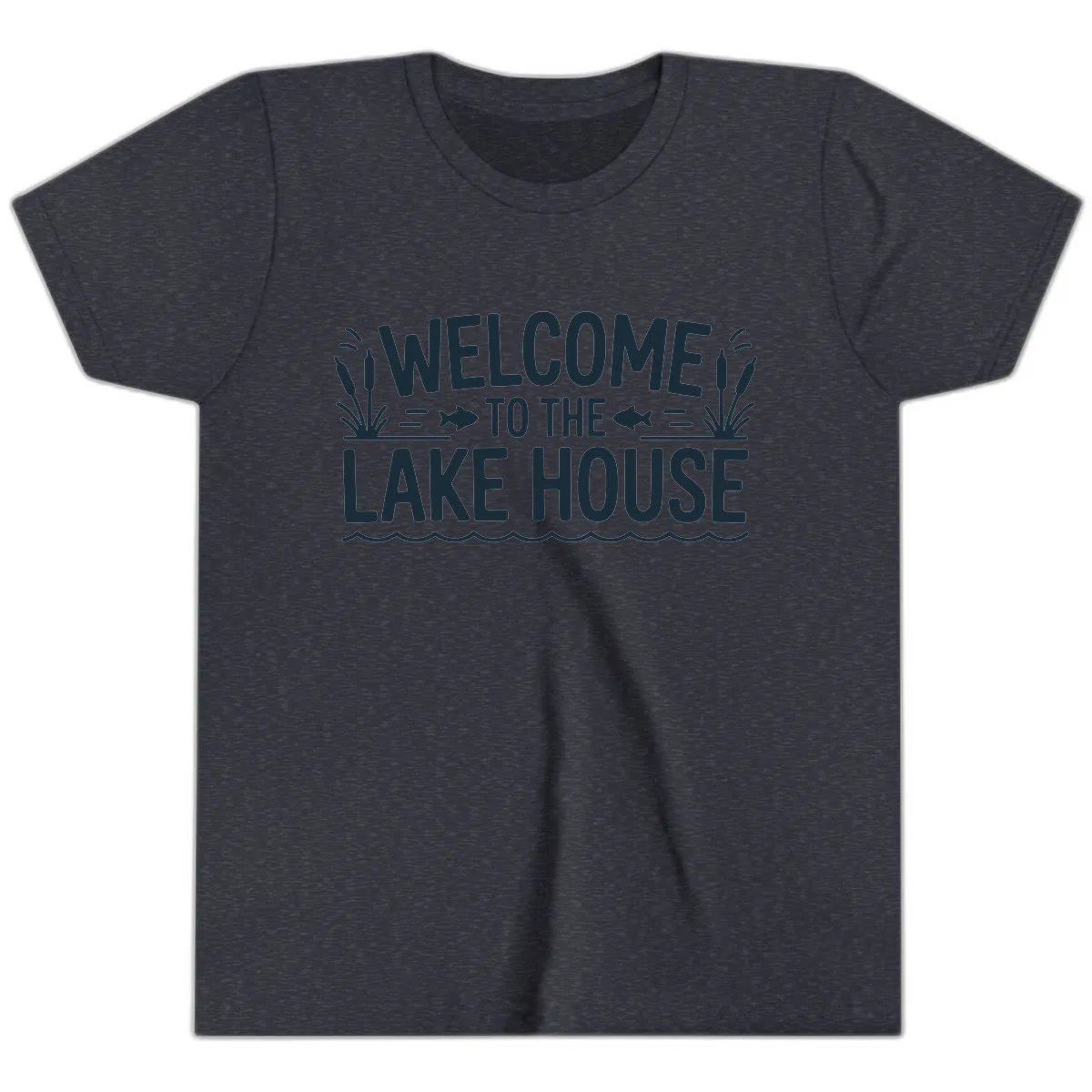 Welcome To The Lake House Youth T-Shirt in Heather Navy