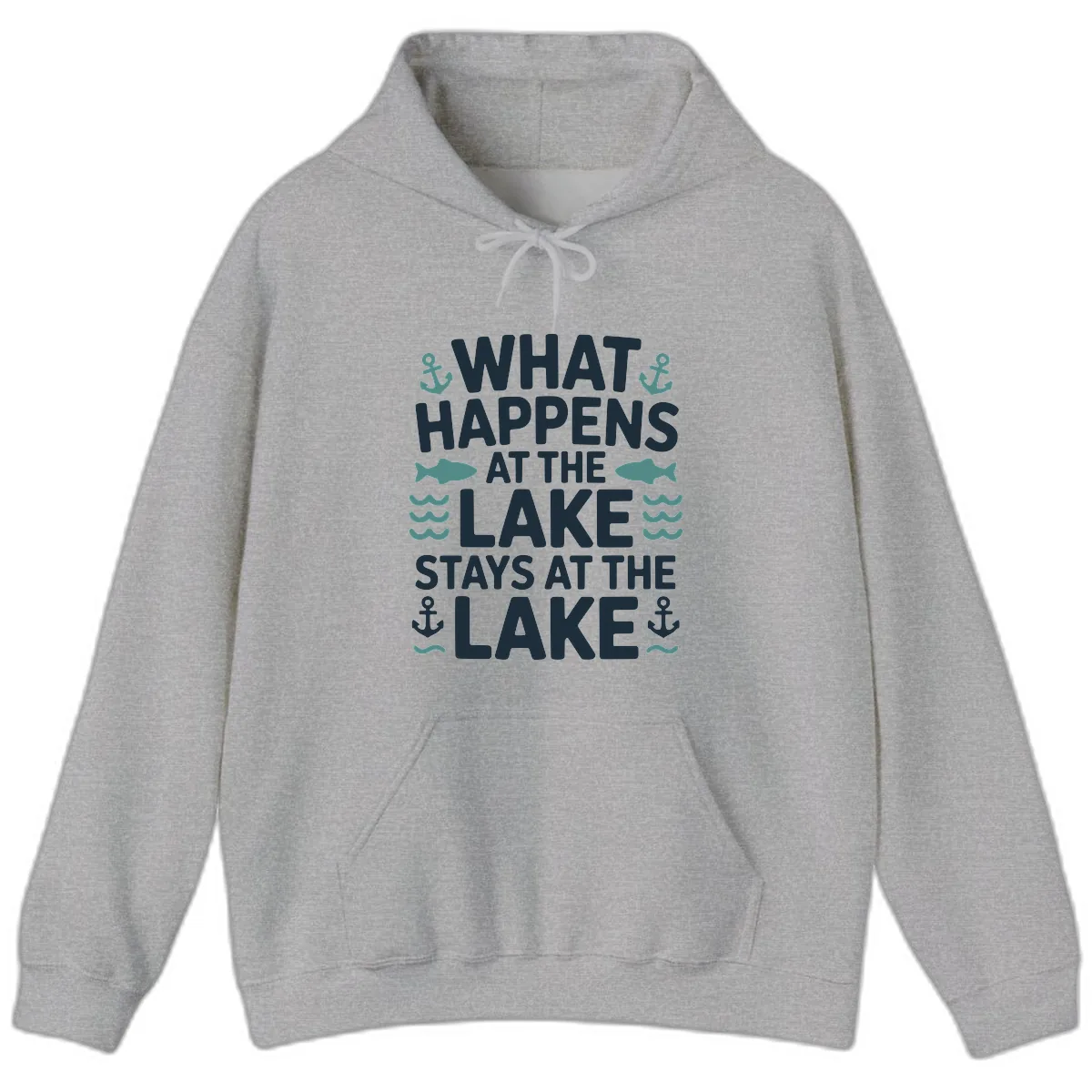 What Happens At The Lake Hoodie in Sport Grey