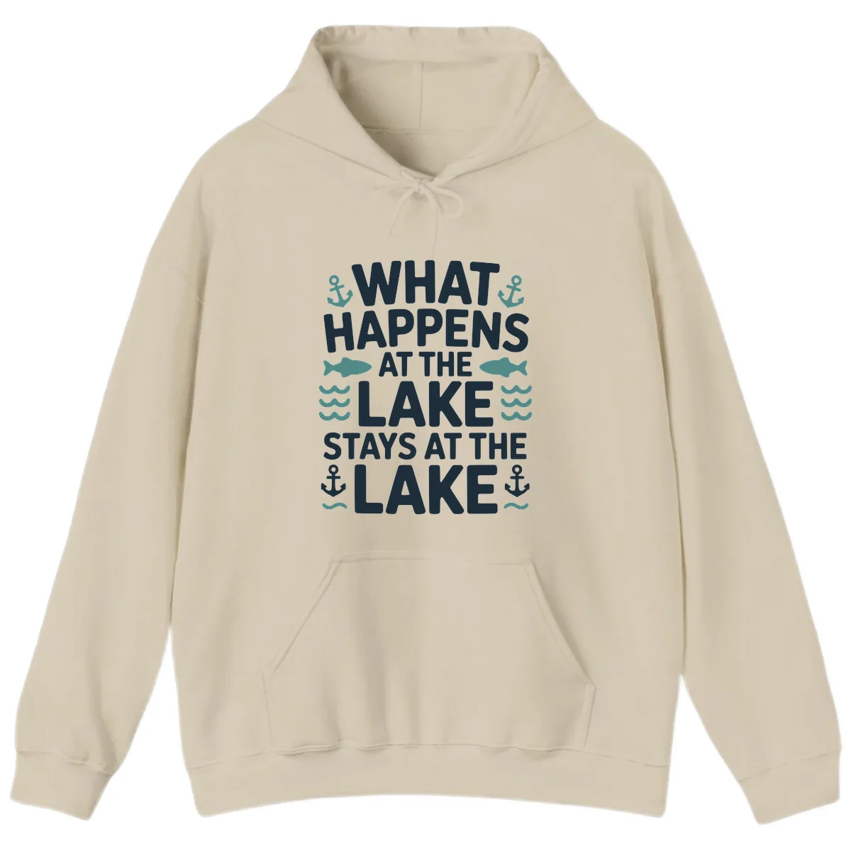 What Happens At The Lake Hoodie in Sand