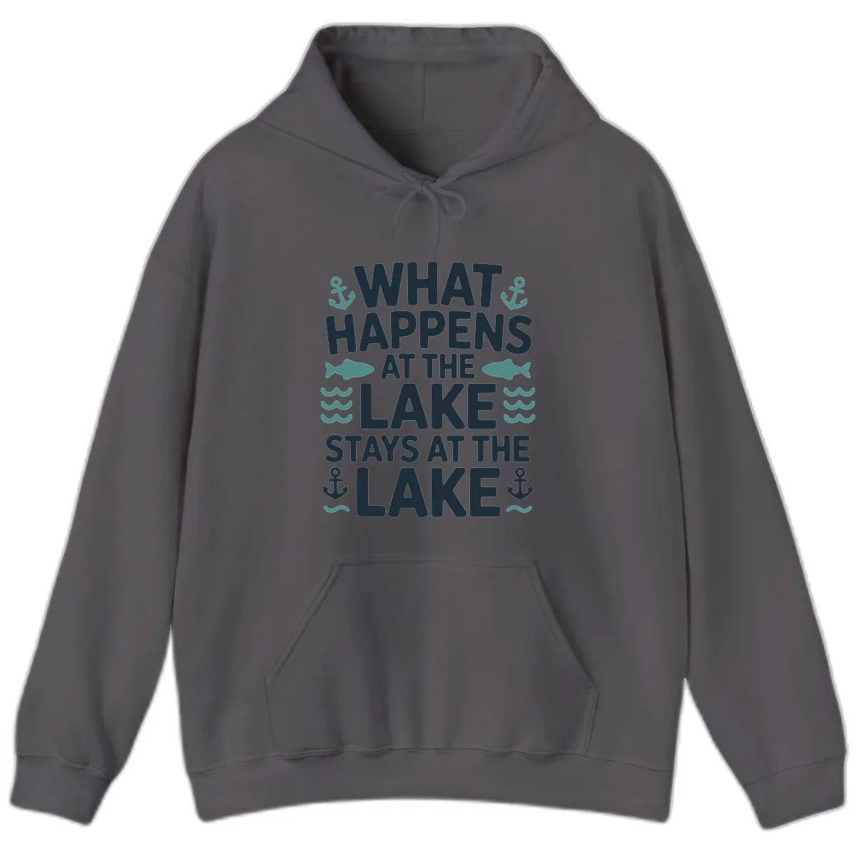 What Happens At The Lake Hoodie in Charcoal