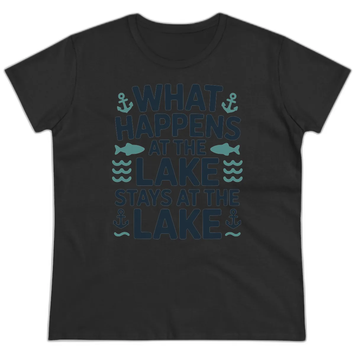 What Happens At The Lake Ladies Tee in Black