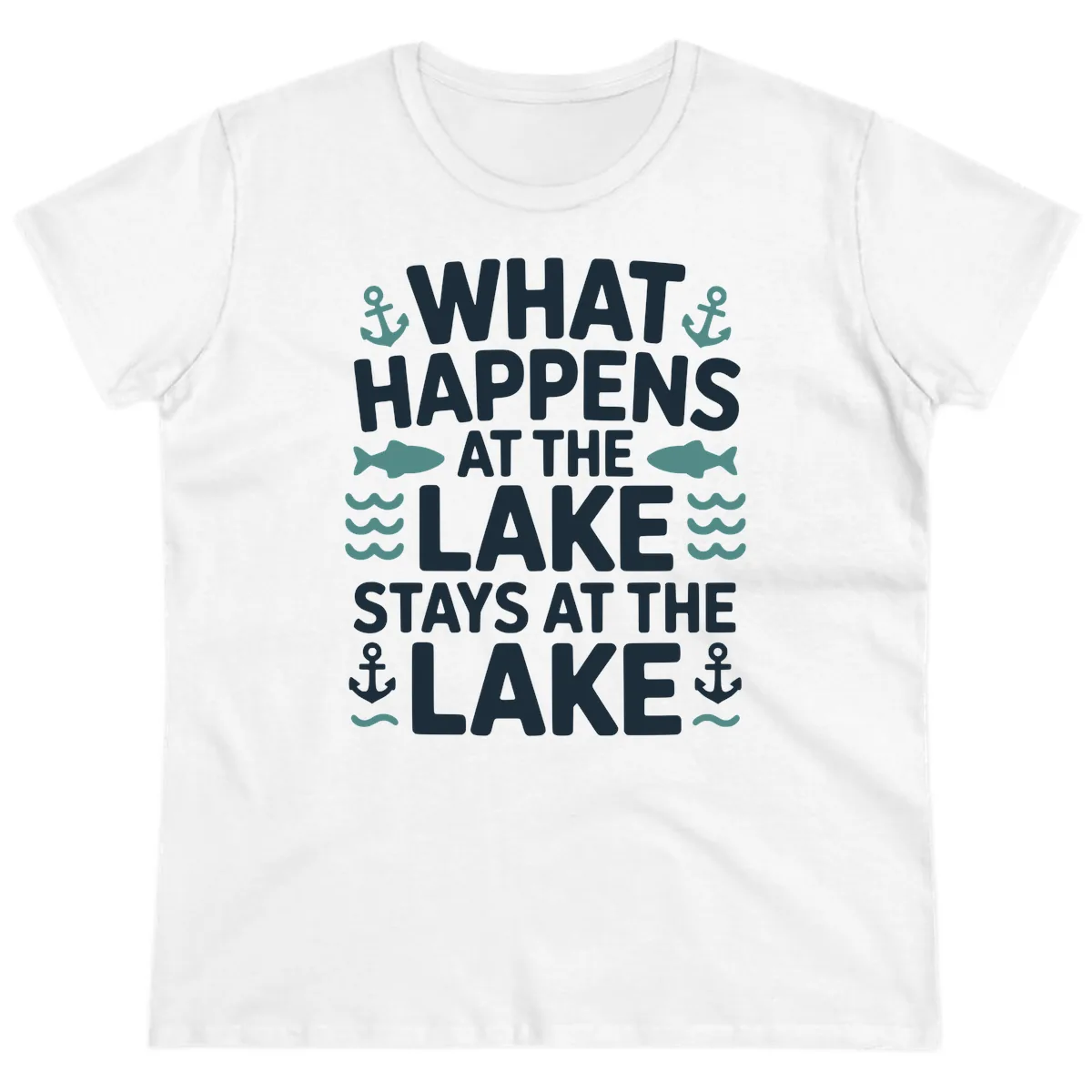 What Happens At The Lake Ladies Tee in White
