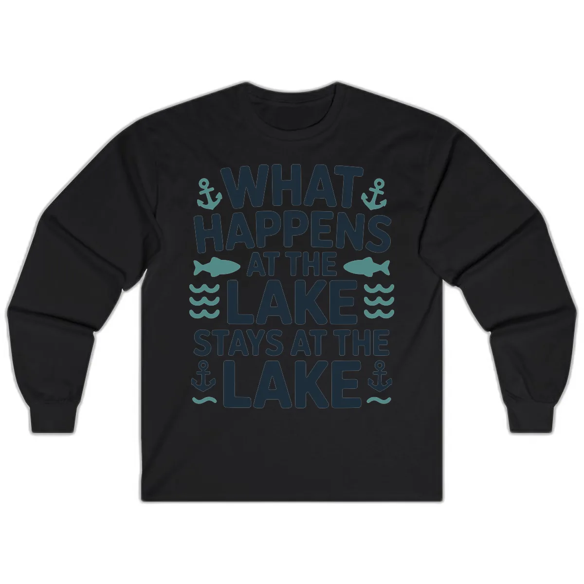 What Happens At The Lake Long Sleeve in Black