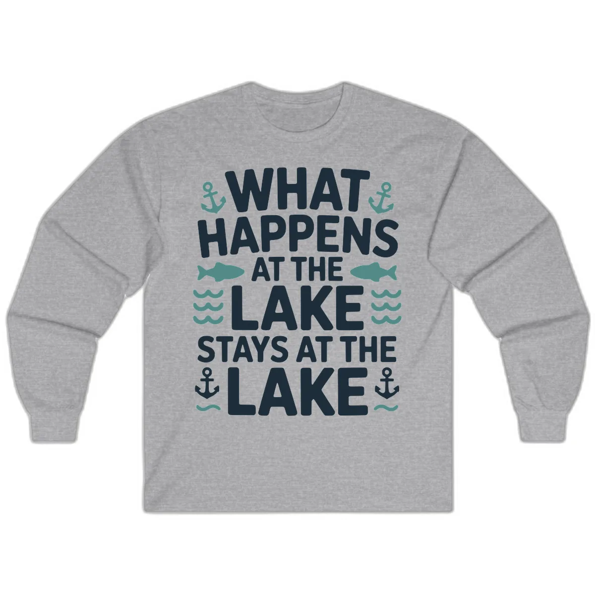 What Happens At The Lake Long Sleeve in Sport Grey