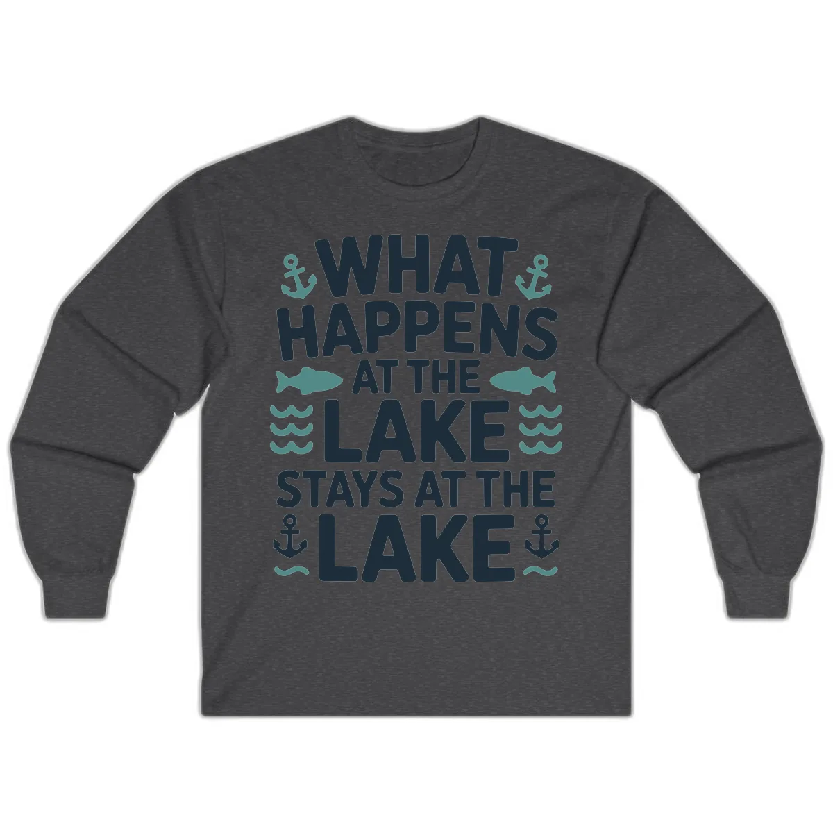 What Happens At The Lake Long Sleeve in Dark Heather