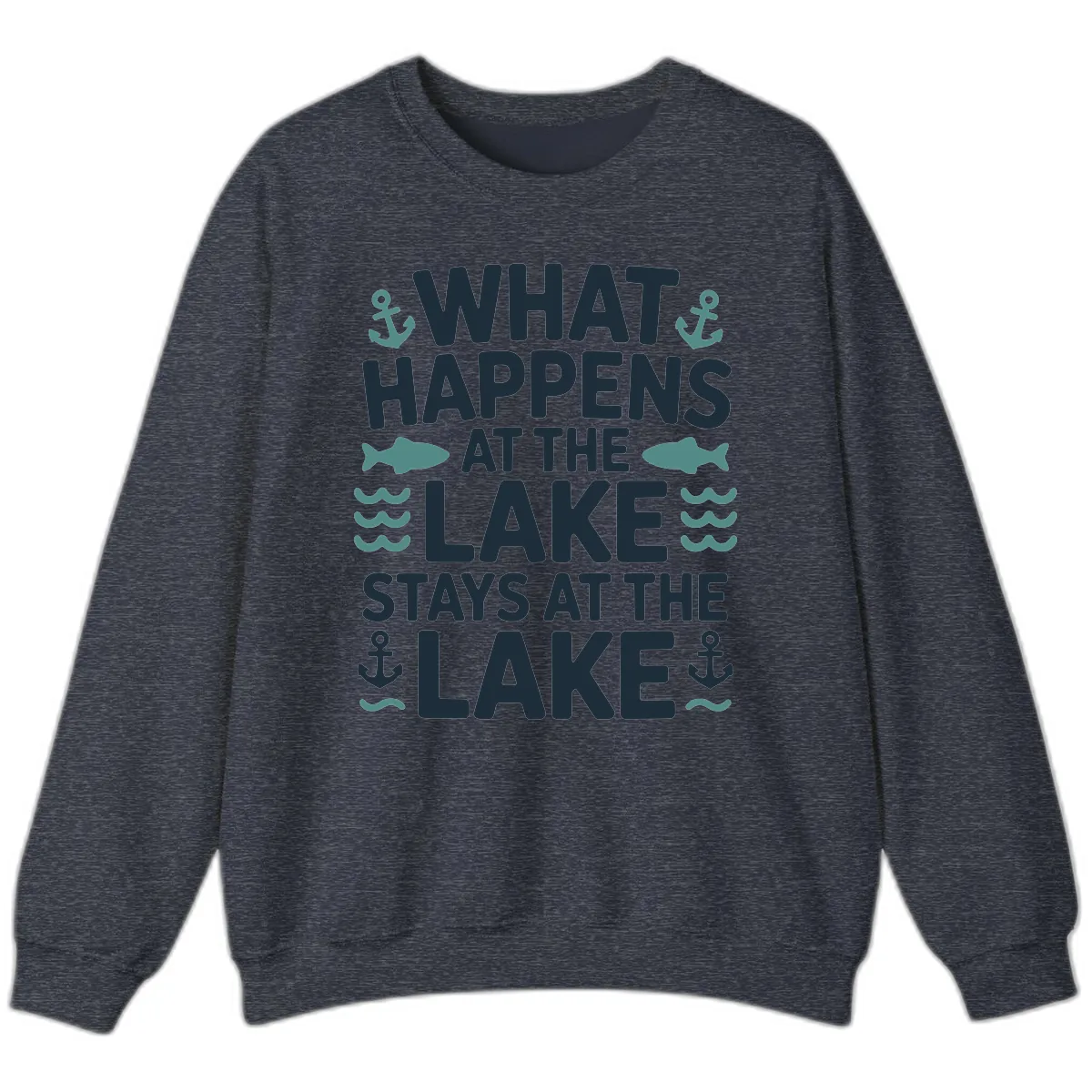 What Happens At The Lake Sweatshirt in Heather Sport Dark Navy