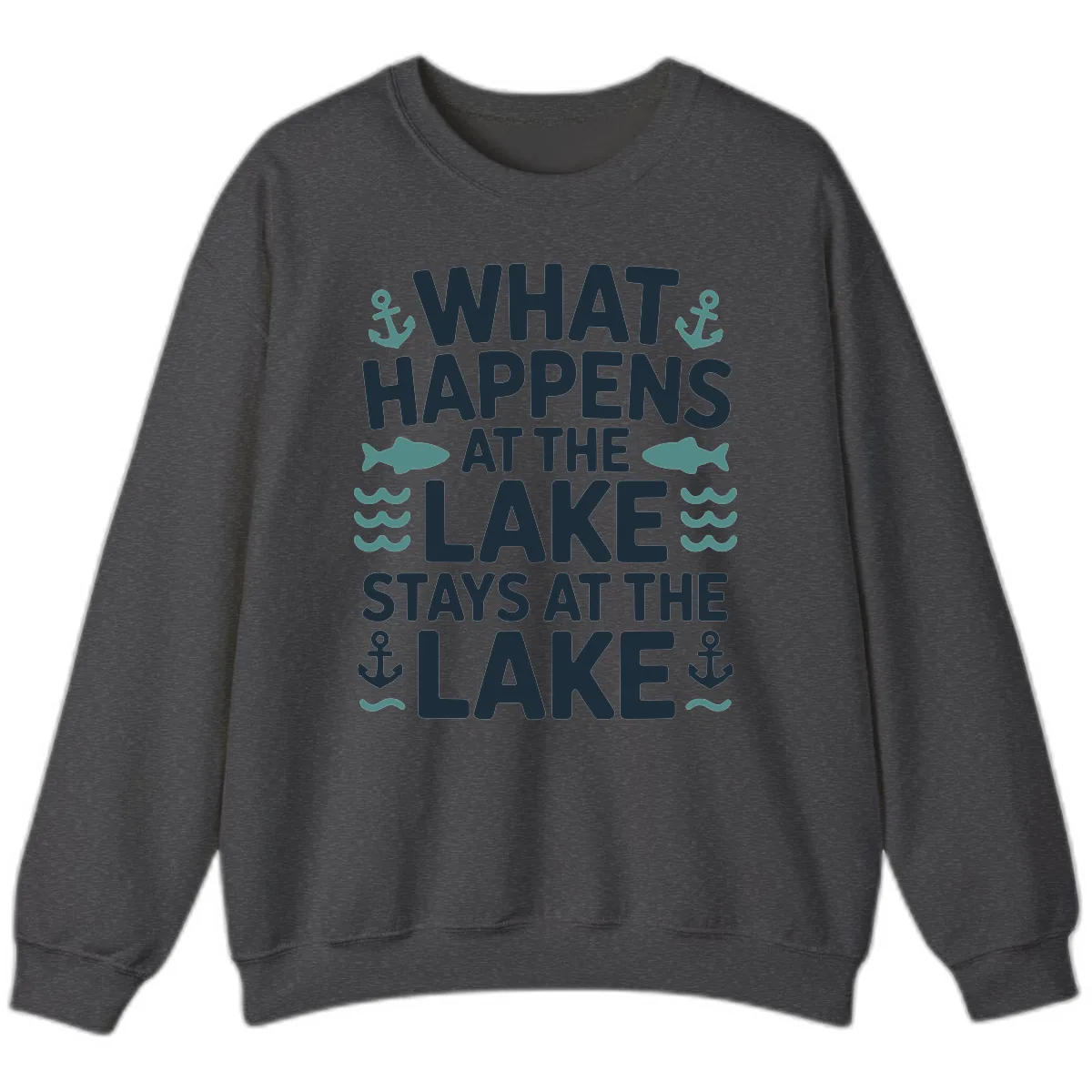 What Happens At The Lake Sweatshirt in Dark Heather
