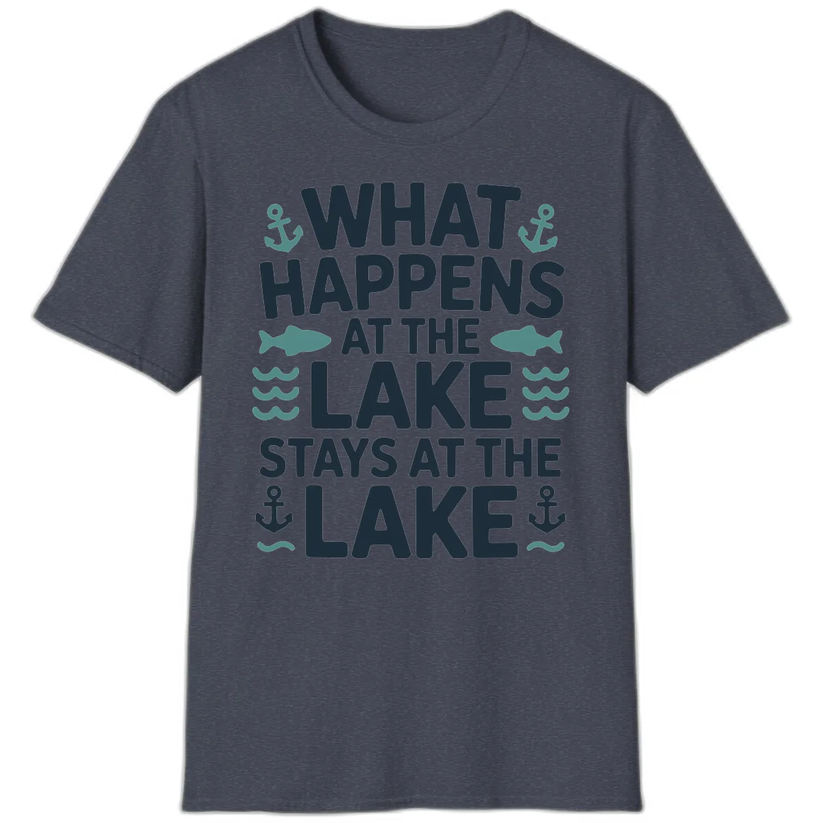 What Happens At The Lake T-Shirt in Heather Navy