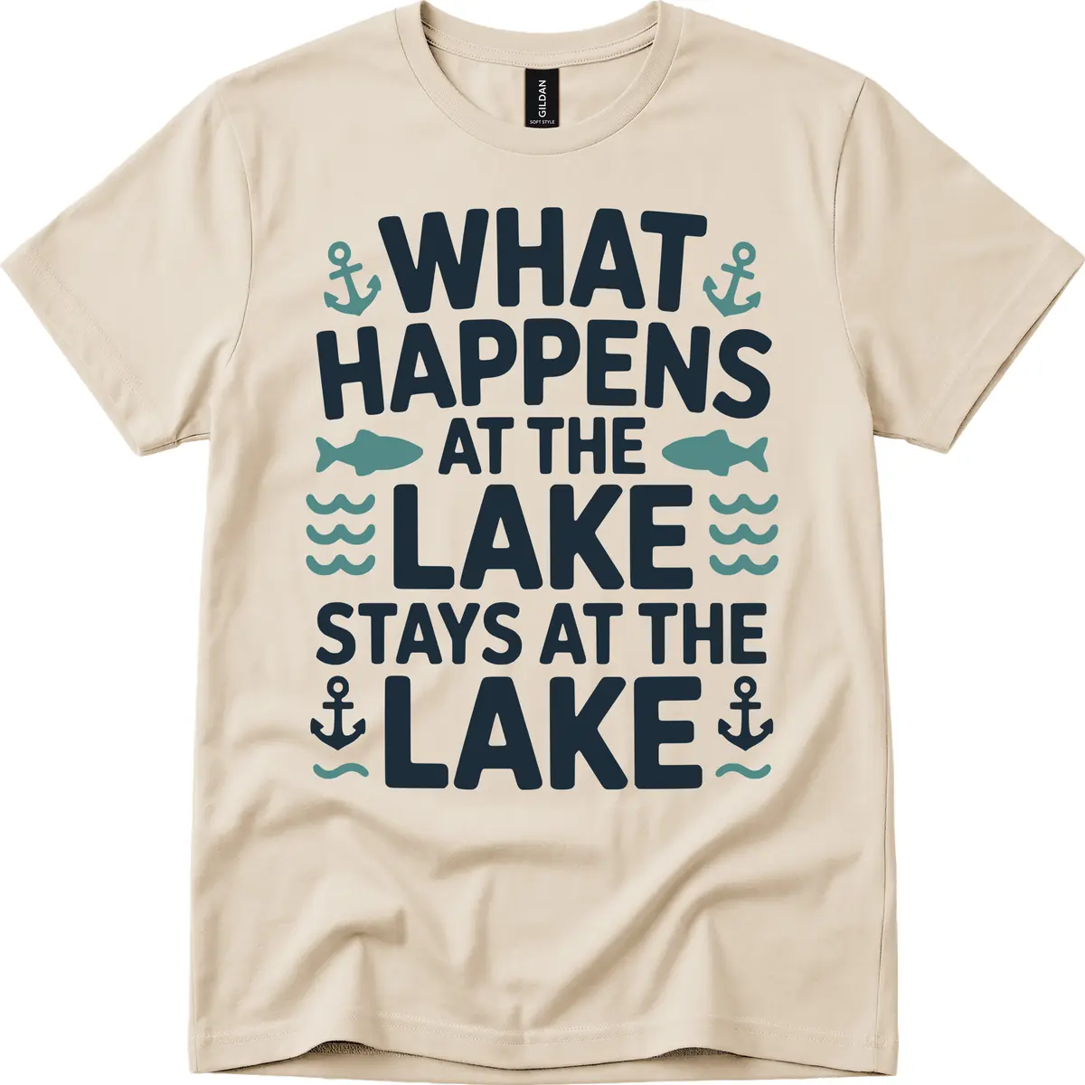 What Happens At The Lake T-Shirt in Sand
