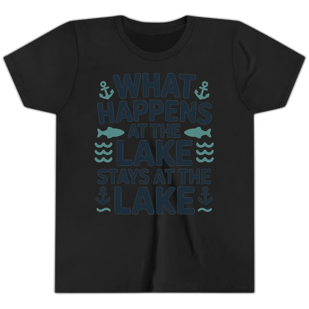 What Happens At The Lake Youth T-Shirt in Black