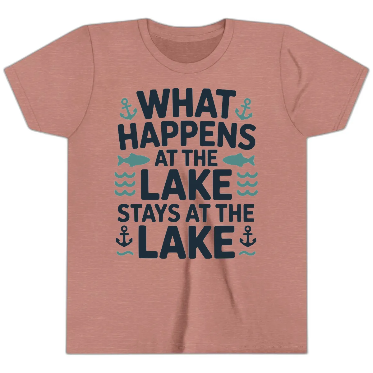 What Happens At The Lake Youth T-Shirt in Heather Mauve