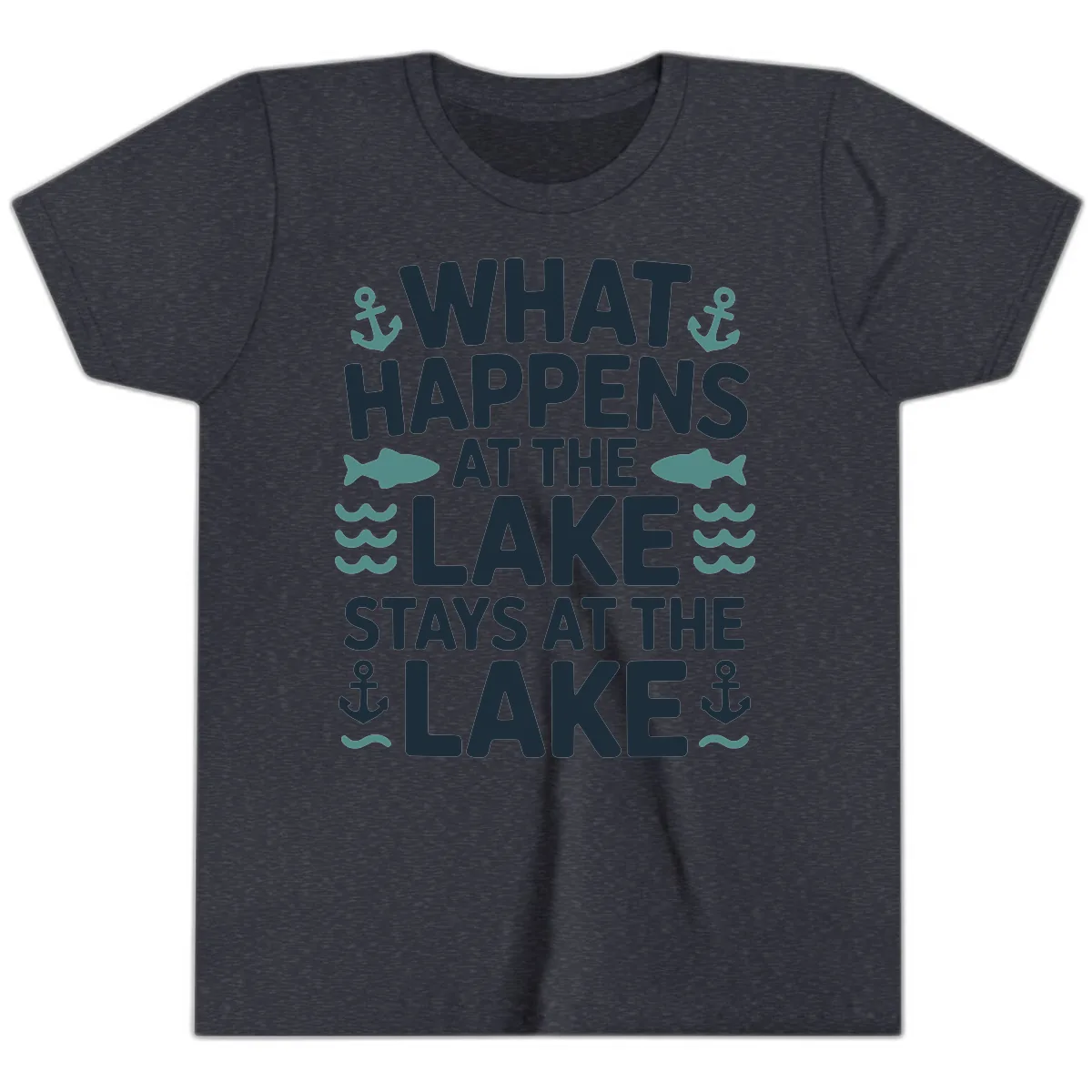 What Happens At The Lake Youth T-Shirt in Heather Navy