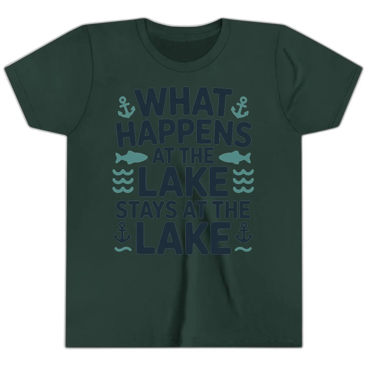 What Happens At The Lake Youth T-Shirt in Forest